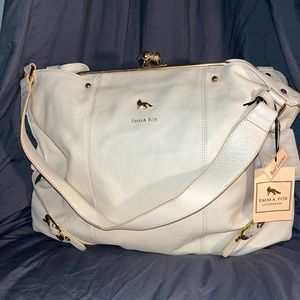 NWT Emma Fox Large White Tote Purse Bag Brand New With Tags
